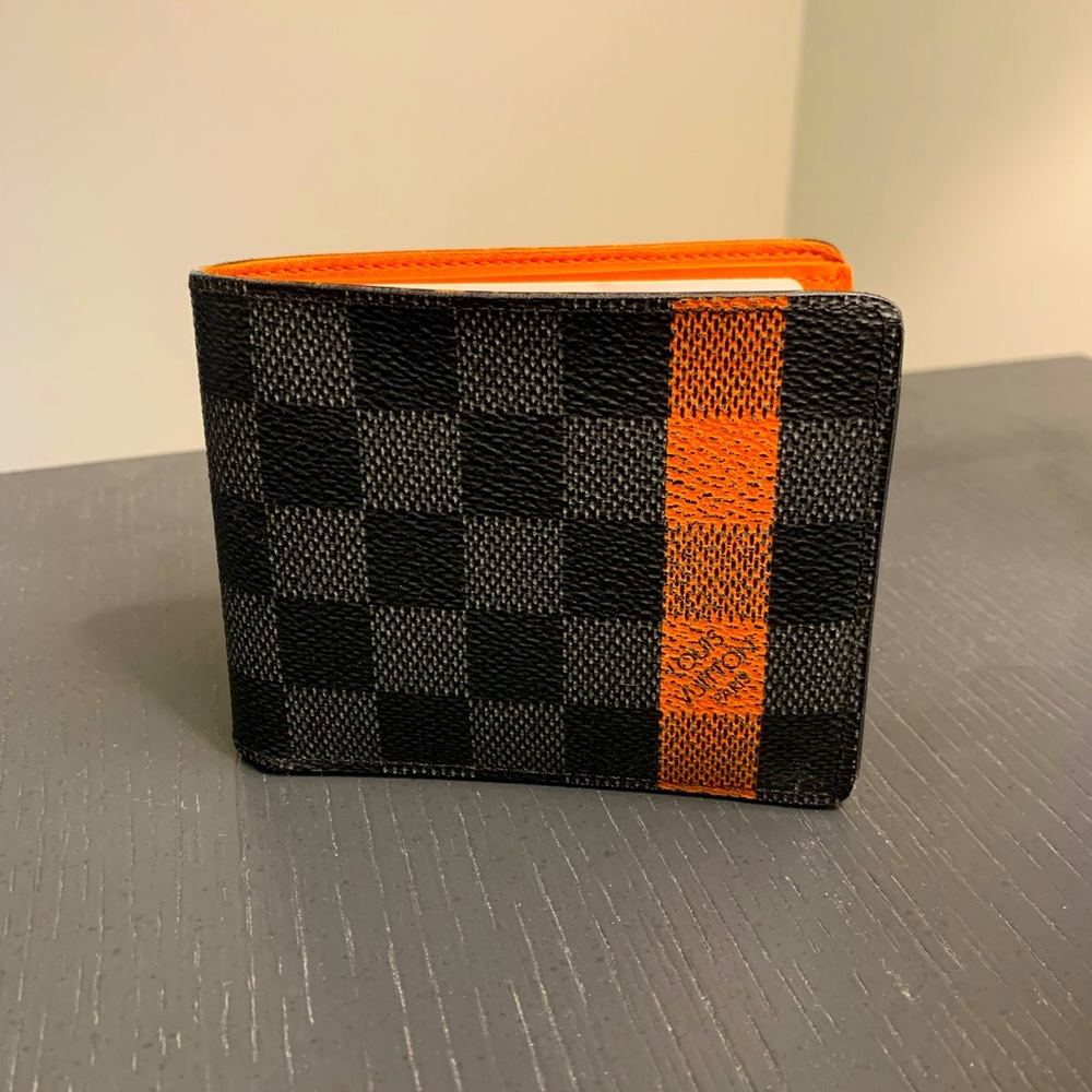 Louis Vuitton ‘Damier Graphite’ Black & Orange Bifold Multiple Wallet